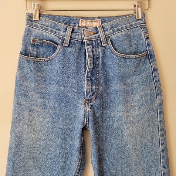 Vintage 80s Guess High Rise Mom Jeans Cotton Denim Triangle Logo Size 26 - Picture 3 of 7